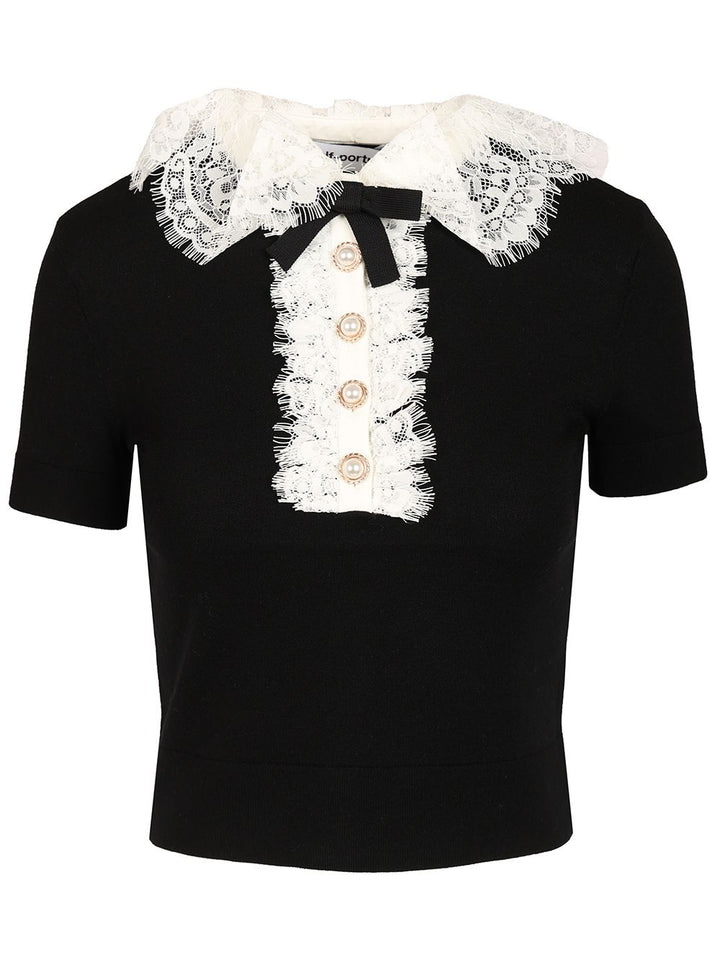 Self-Portrait Knitted Top Knitwear - Nero | cd00a9ac92f4abbe1efea8069df2424eda4baa9a