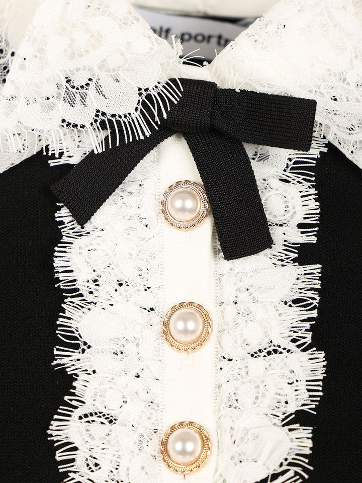 Self-Portrait Knitted Top Knitwear - Nero | 7ed7257a5a36fed5d02f683059a109508eb03366