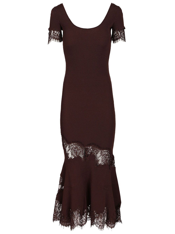 Self-Portrait Ribbed Midi Dress Abiti - Marrone | 0167611bff69b57d8dfc12e7cd3f879ac2c4c3ff