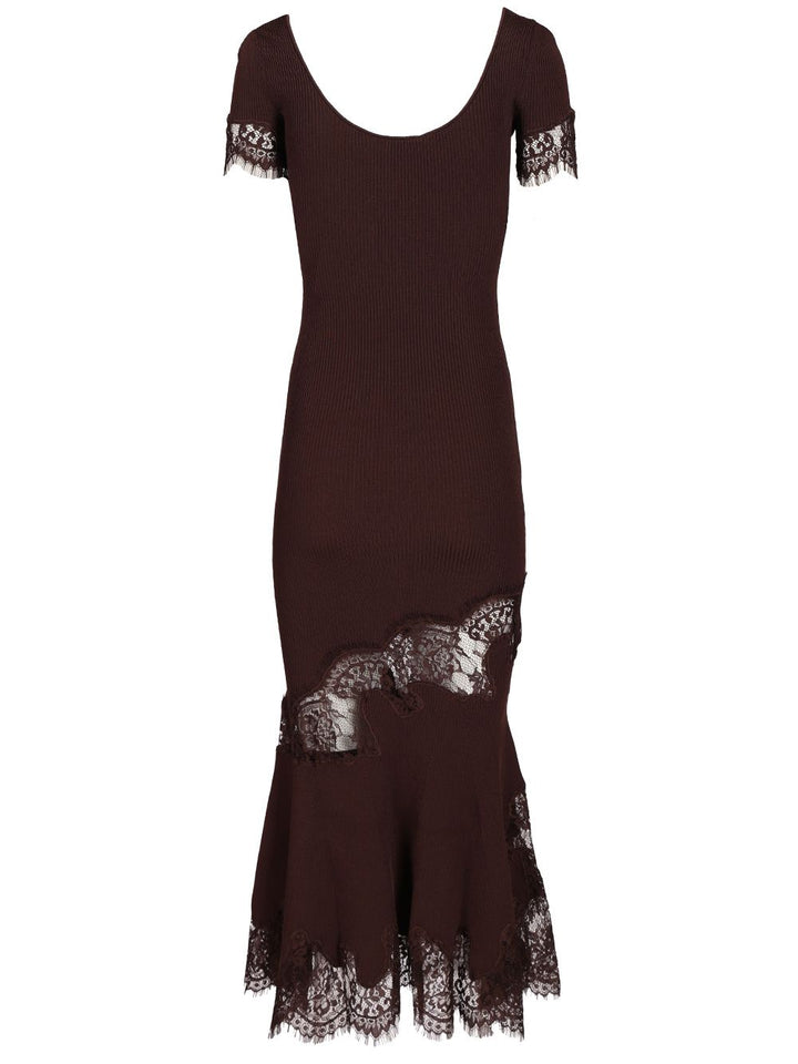 Self-Portrait Ribbed Midi Dress Abiti - Marrone | 93dccb8d49c9fb6f128a327268e0251a9ae050b6