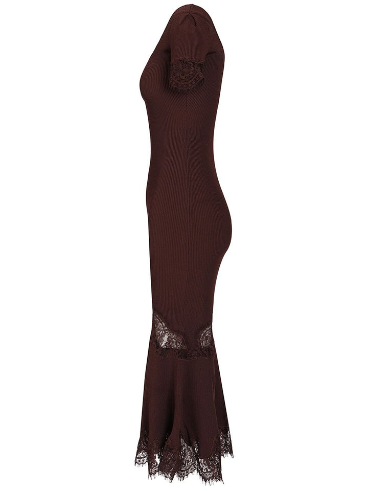 Self-Portrait Ribbed Midi Dress Abiti - Marrone | 7c8cd746f3cd08aabd7f471da76940ef086aadf8