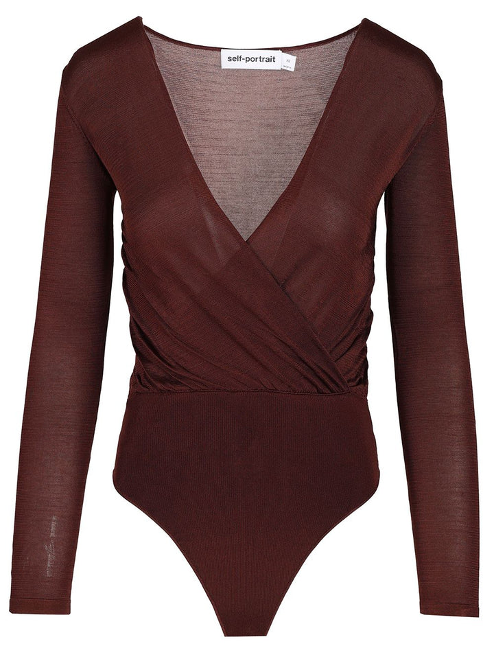Self-Portrait Knitted Bodysuit Knitwear - Marrone | 24b52bdd6b2b0081abe3ca2505b3da95d297f89b