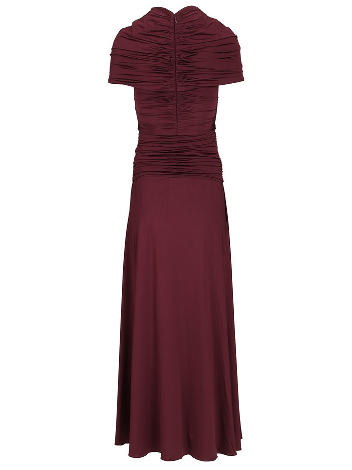 Self-Portrait Ruffled Midi Dress Abiti - Bordeaux | 94d7a0ab01b1de9689fae5869901b8f1554de92a