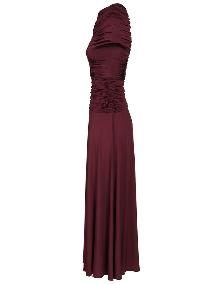 Self-Portrait Ruffled Midi Dress Abiti - Bordeaux | 373f89a859c4b70a31d8f64abcdf641924f5229f