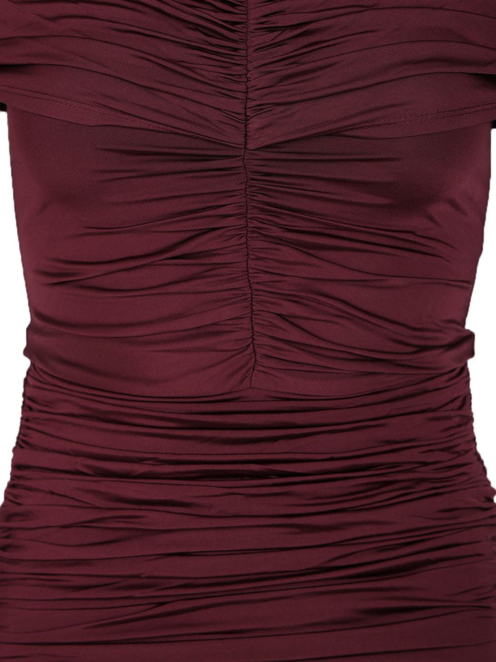 Self-Portrait Ruffled Midi Dress Abiti - Bordeaux | 1bc8225be3a1b1e7d154f36624ba539992f6a6f4