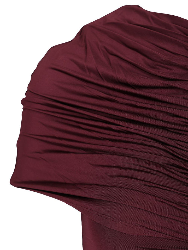 Self-Portrait Ruffled Midi Dress Abiti - Bordeaux | d0bb5ccf1a04ff4f05b01856bfcc0e889f63f23f