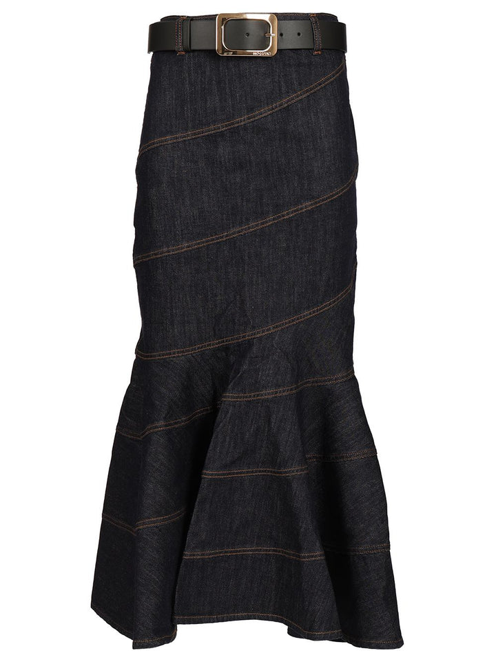 Self-Portrait Midi Skirt With Belt Gonne - Blu | 28424dcf848334a4f0b71b2e6c36f1147eee0792