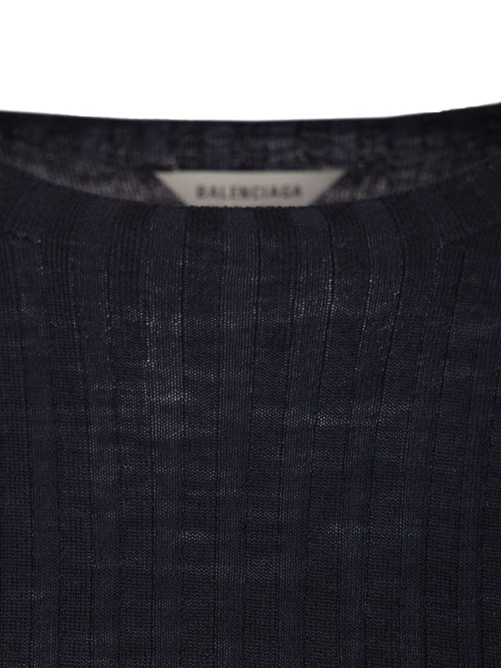 Balenciaga Ribbed Knit Sweater Knitwear - Blu | cbf22198d9a8b8907845a7570b857060d0eb813e