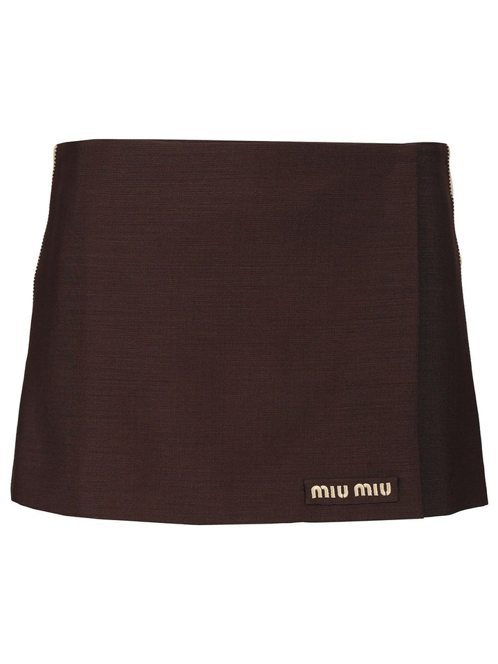Miu Miu Sports Miniskirt Gonne - Marrone | 2192981d2104dfe2717b8b9e1b3a2f1ef8d833b3