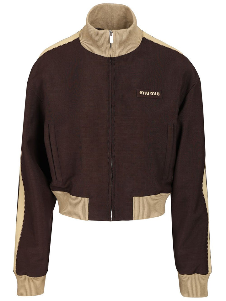Miu Miu Blouson In Kid Mohair Giacche - Marrone | c6a7844020f161bafb15bbbed088443c18a9bcc4