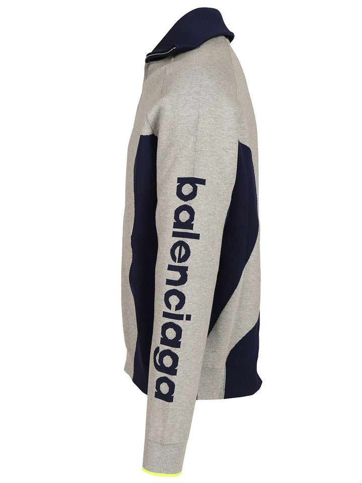 Balenciaga Knitted Cardigan With Zip Bodies Knitwear - Grey | 449a6cbd8cd40f1a094b218e0d12dcc10dec0c86