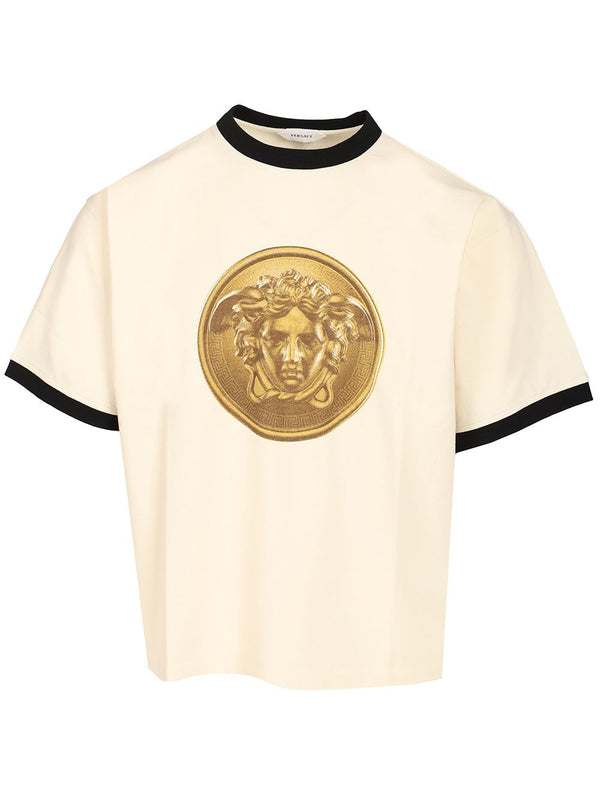 Cotton Jersey With Print T-Shirt Bianco