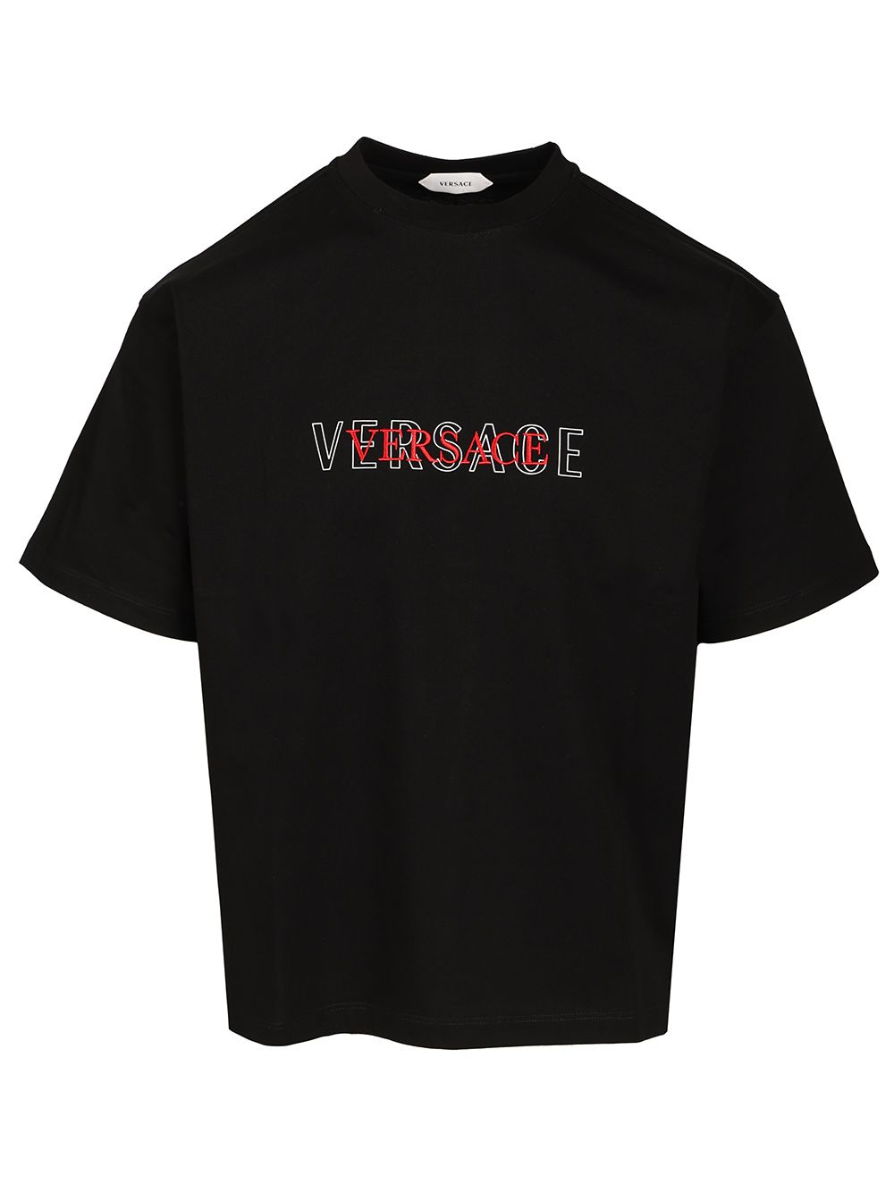 Versace With Embroidered Logo T-Shirt - Nero | b20adb415e313730f4a768df3ef379013095c54c