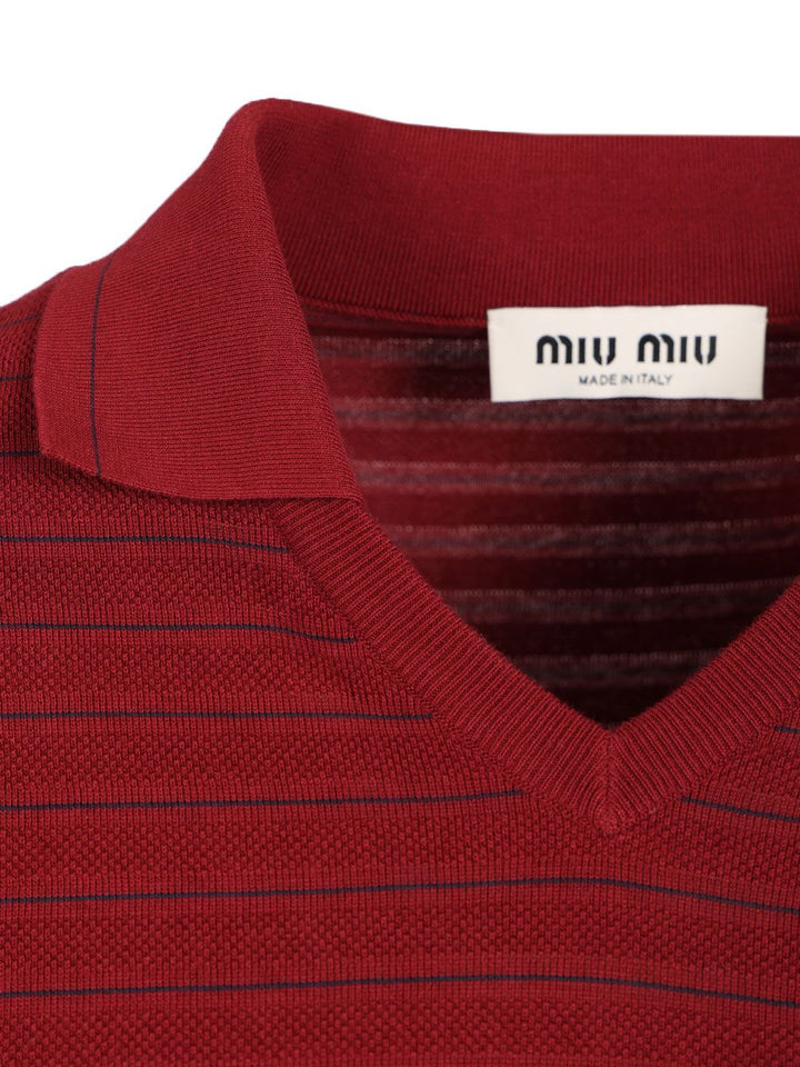 Miu Miu V-Neck Sweater Knitwear - Bordeaux | 64715cca940e82f39b94da6fe768bc60e65947d7