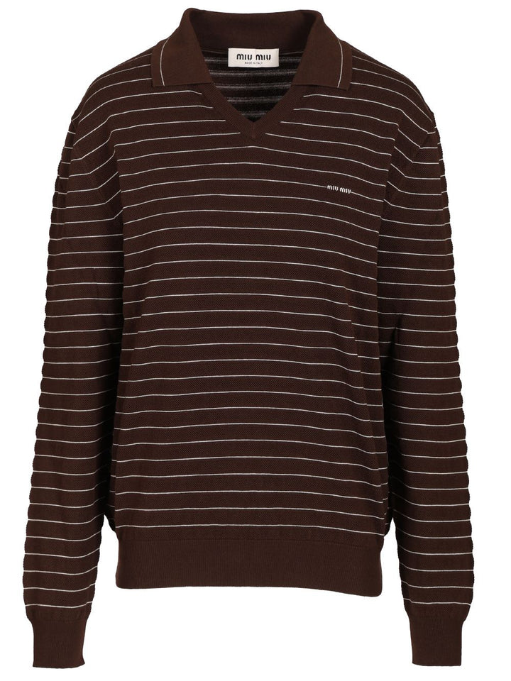 Miu Miu V-Neck Sweater Knitwear - Marrone | fcc04c601ecf33c6c5f5fc14f66f5d3898752cef