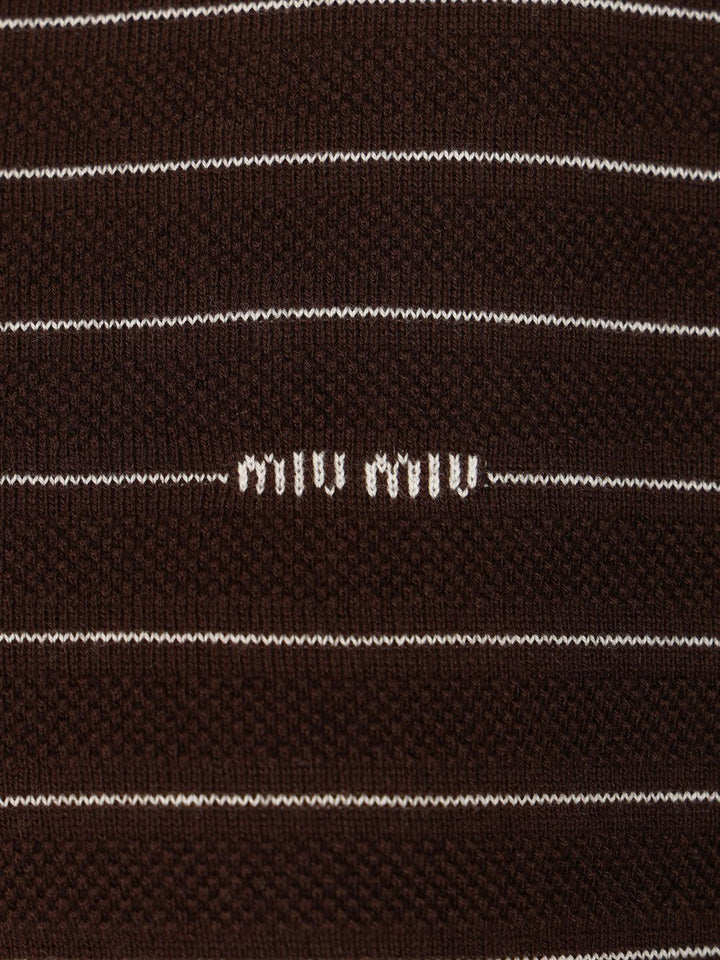 Miu Miu V-Neck Sweater Knitwear - Marrone | 896cf143e1511e29887acf5e1aa3cffd73f1ce3e