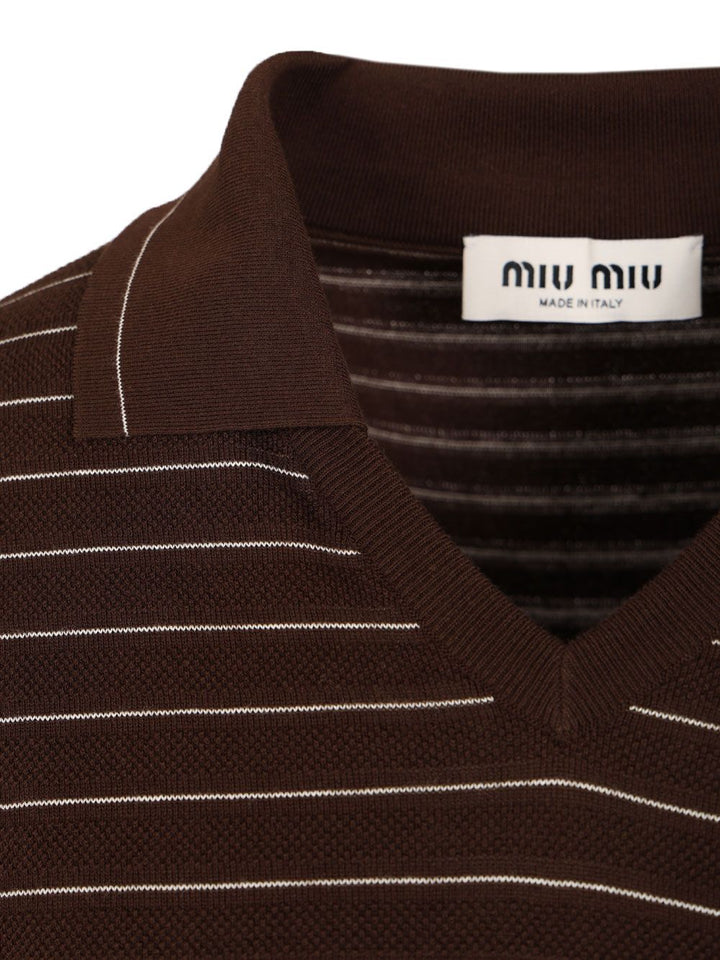 Miu Miu V-Neck Sweater Knitwear - Marrone | 161f957cf852a510815ed2fbf68cca68d97365cd