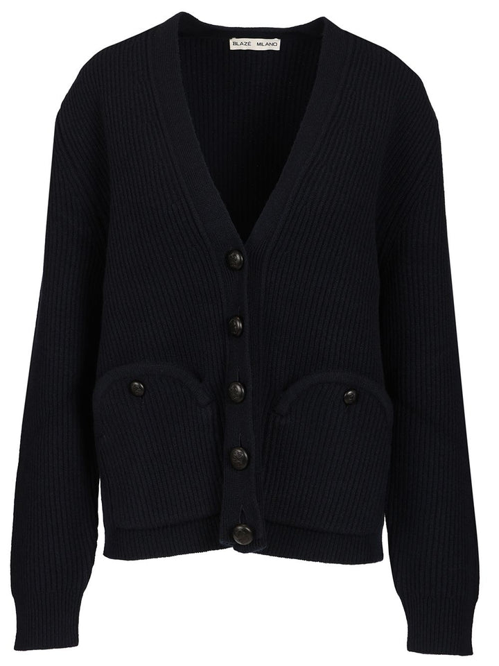 Blazé Milano V-Neck Cardigan Knitwear - Blu | 89868e470c441f5373ce3e0221a464cf67a669d9