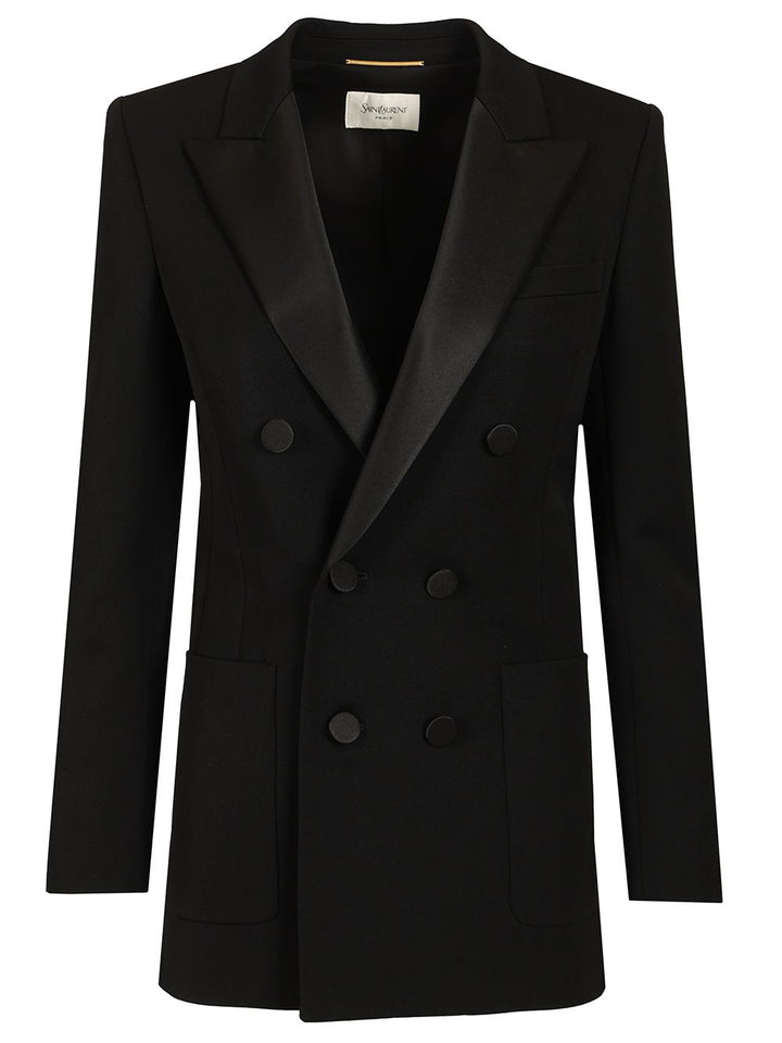 Saint Laurent Veste Grain De Poudre De Laine Giacche - Nero | 7724140317acadf91641d86660b70a5c20cc46ca