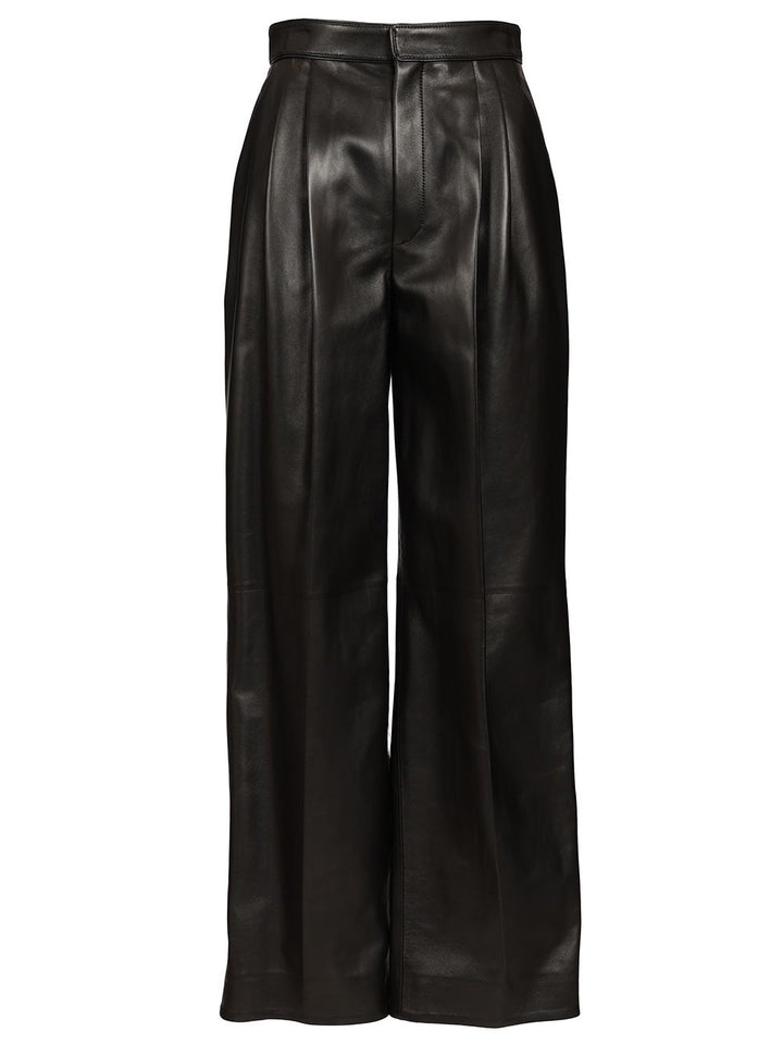 Bottega Veneta Shiny Leather Trousers - Nero | a37e2c560d10d2307aa2b3360351b49d91981562