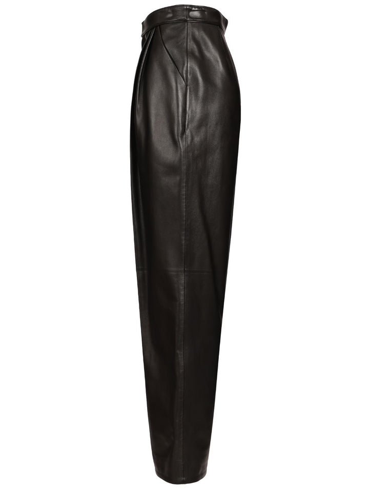 Bottega Veneta Shiny Leather Trousers - Nero | 834ff242c167fef46170aae1bf577e973b5d7673