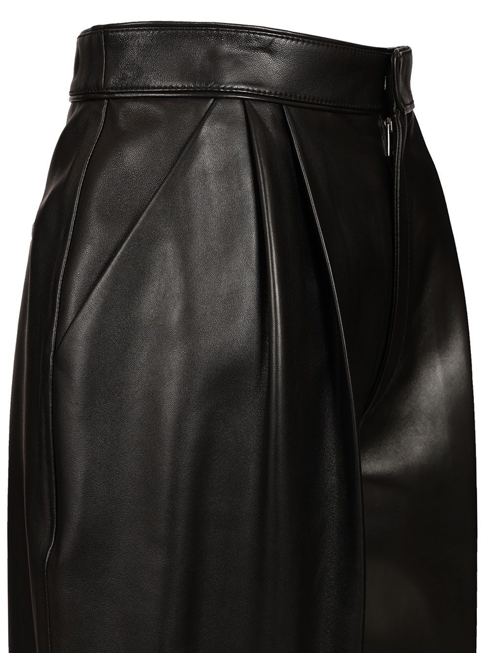 Bottega Veneta Shiny Leather Trousers - Nero | 4f425b455f59ed6067b4c75c5a06902e38dcbdeb