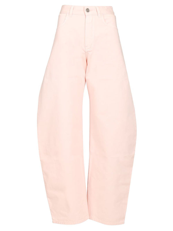 Curved Dyed Denim Jeans Rose