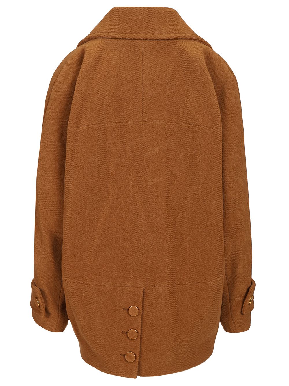 Chloe' Short Double-Breasted Wool Coat With Herringbone Pattern Giacche - Marrone | 01ccf57124f20273f0cce5fef5e1a107704fd000
