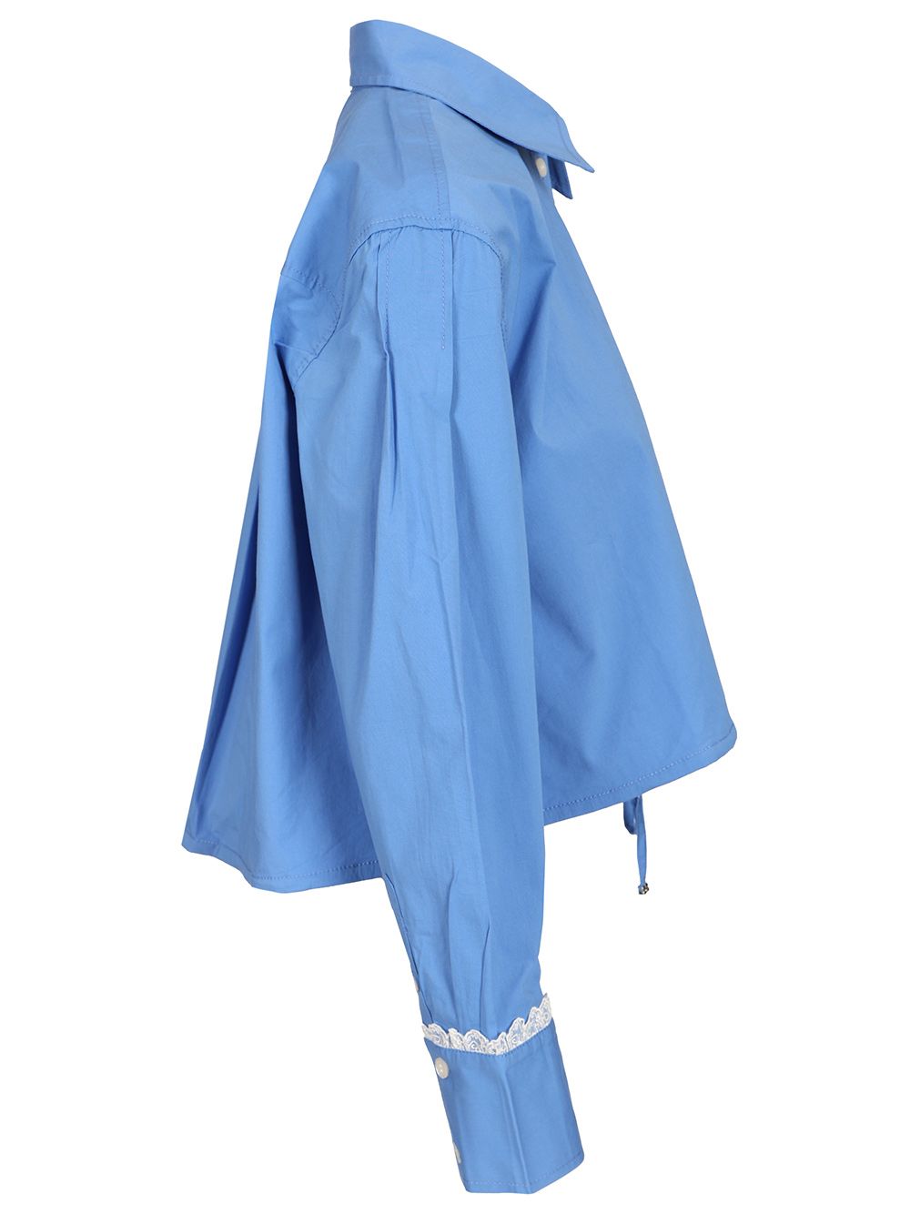 Ganni Cotton Shirt With Lace Details Shirts - Light blue | 05f4aeaf133fd062795d97be18bdeaba2bf25d94
