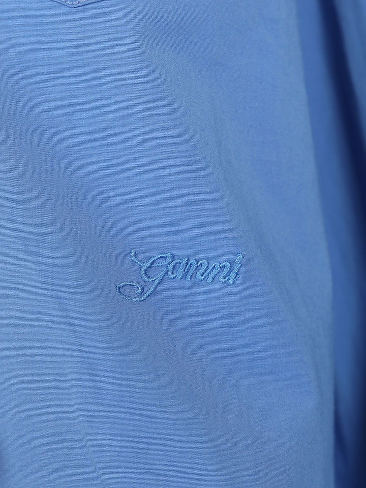 Ganni Cotton Shirt With Lace Details Shirts - Light blue | 9e67da01fbc9448c204055330b58cec836e9f7ab