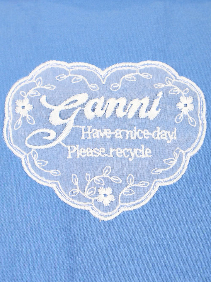Ganni Cotton Shirt With Lace Details Shirts - Light blue | 898e0cfd5c24765b26223b4d0c0b46205dc84c0e