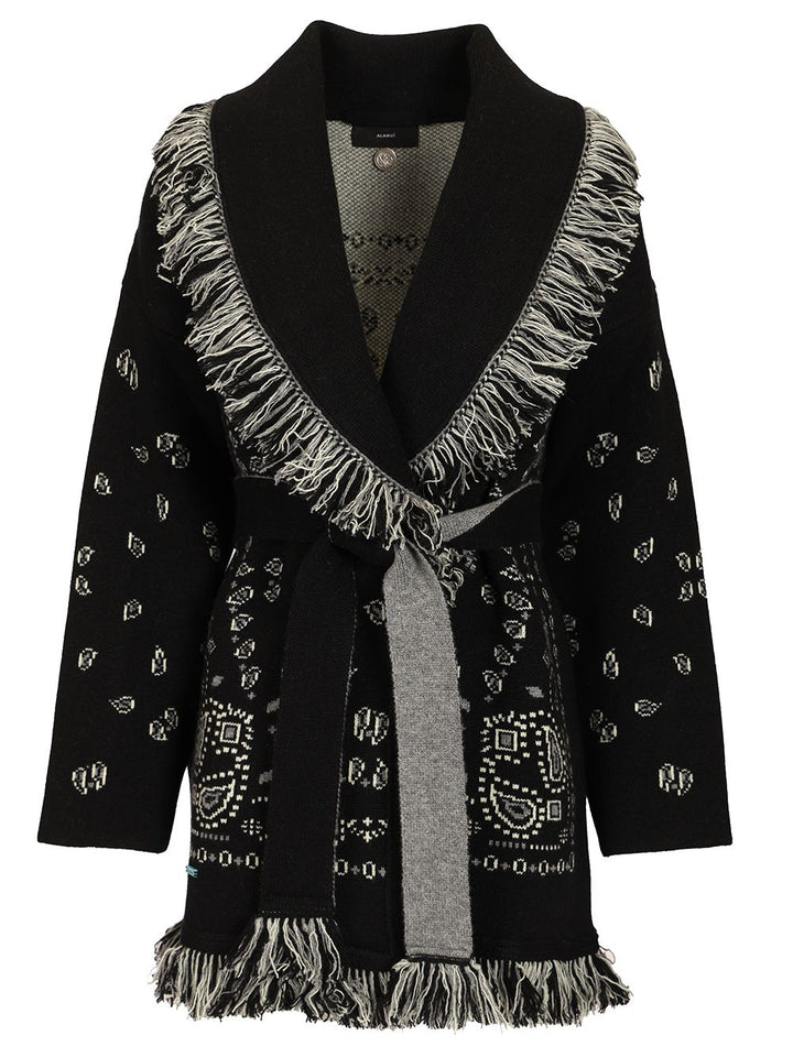 Alanui Cashmere Bandana Cardigan Knitwear - Nero | 7ab464e5f68929d1301885bf7368d2be9d114fa5