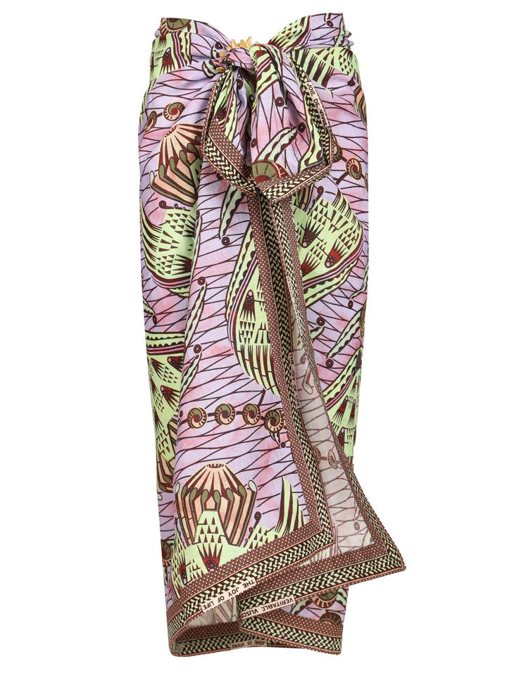 Vlisco Dialogues Sarong Skirt With Strange Flower Print Gonne - Multicolor | 28942cd9f115570d3578e90e03349383fda04fa6