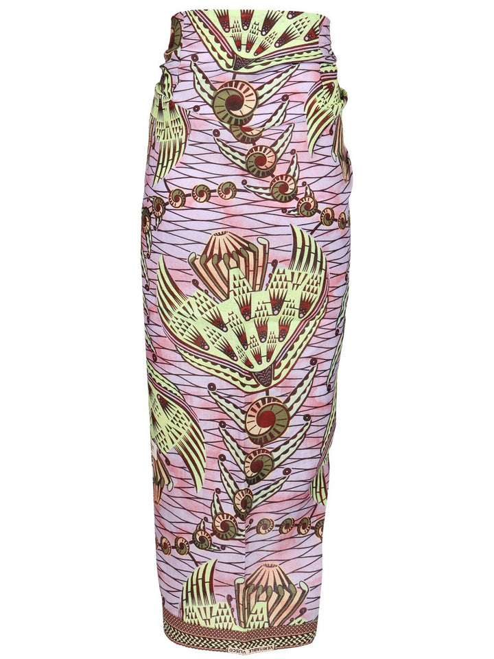 Vlisco Dialogues Sarong Skirt With Strange Flower Print Gonne - Multicolor | 0e72efff9ee41cdaed9fa1351ef77a87a208af74