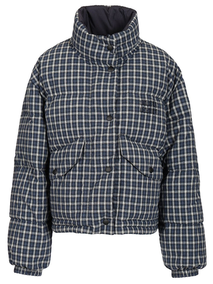Miu Miu Reversible Down Jacket Coats - Blu | 748def8469e3b0be1fd7fd727ab13ee65cd56765