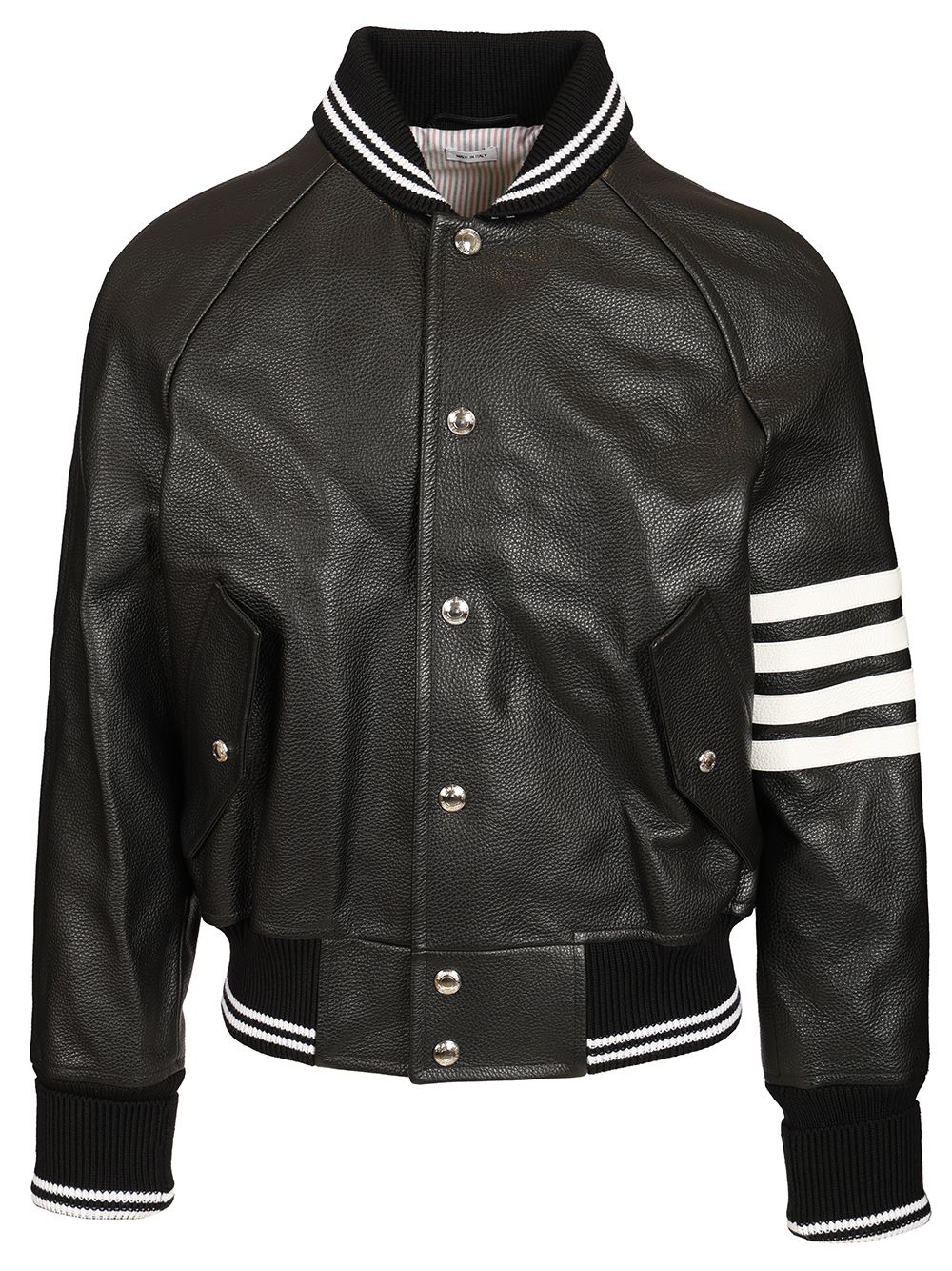 Thom Browne 4-Bar Leather Bomber Jacket Giacche - Nero | 5c785eeea6e3fb12c265c790f76e7b9feee7e125