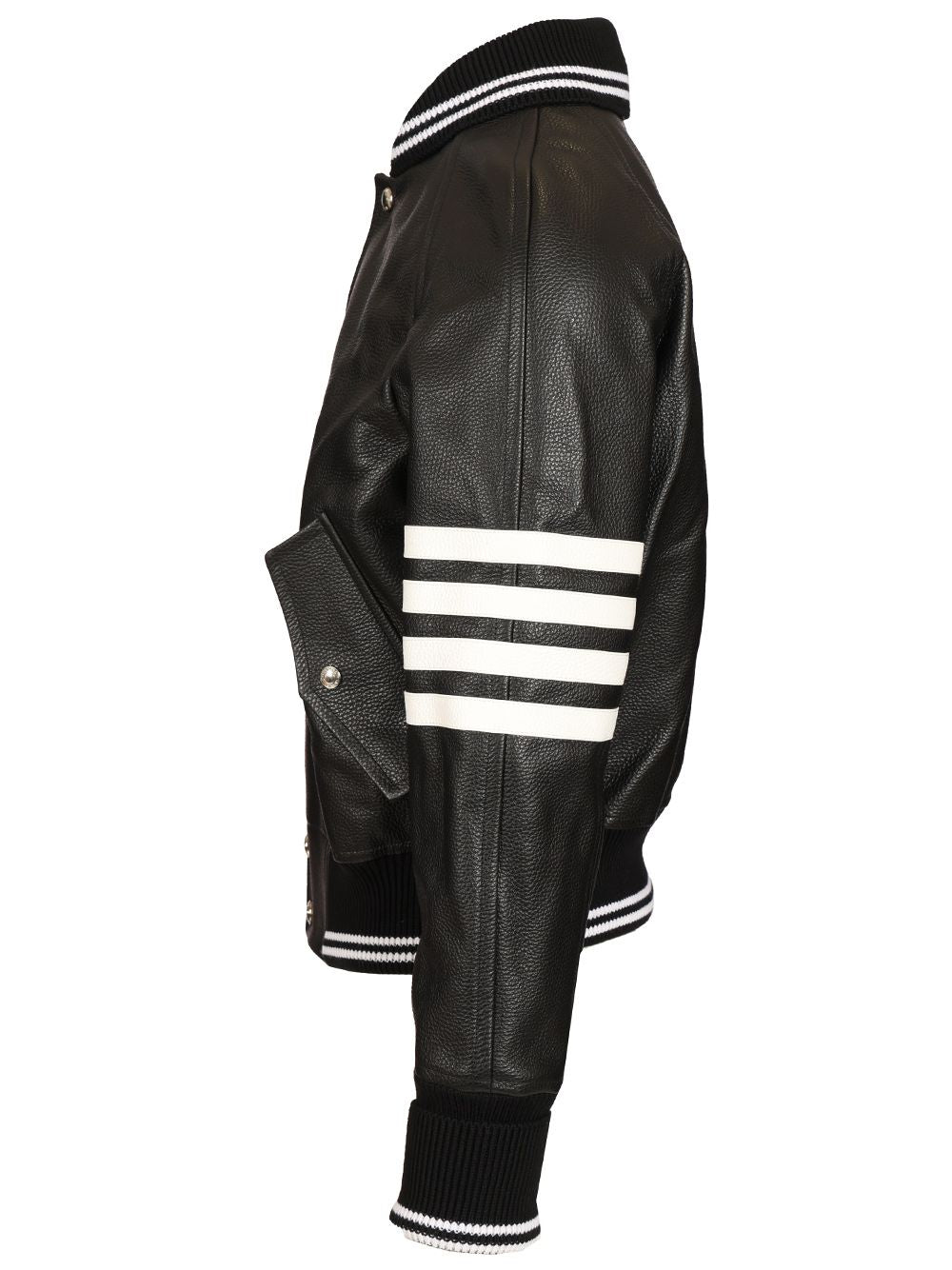 Thom Browne 4-Bar Leather Bomber Jacket Giacche - Nero | b6bd0d6962b87892aaaeb0e35953486d48158ef0