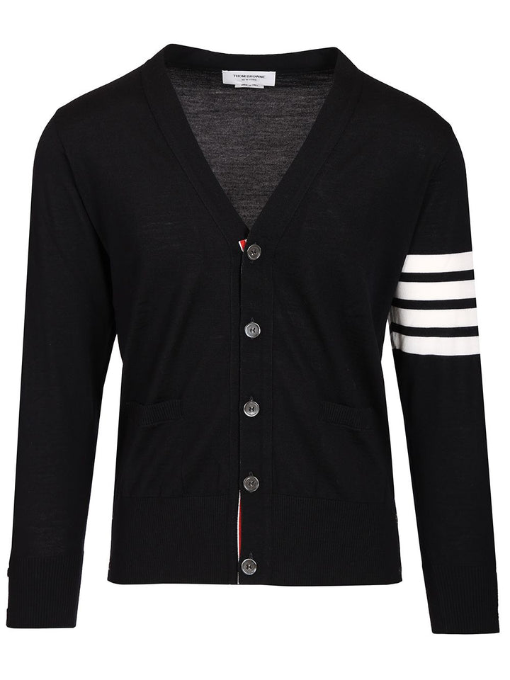 Thom Browne Classic 4-Barrelled Merino Wool Cardigan Knitwear - Blu | f348ba1a91994218e2673eee8a66833482d39c20