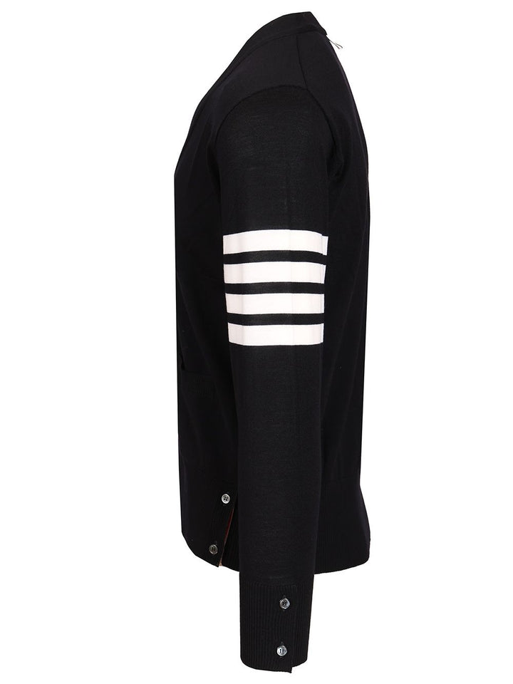 Thom Browne Classic 4-Barrelled Merino Wool Cardigan Knitwear - Blu | d667e063a0431c01ed5c291659a3694b5257b86a