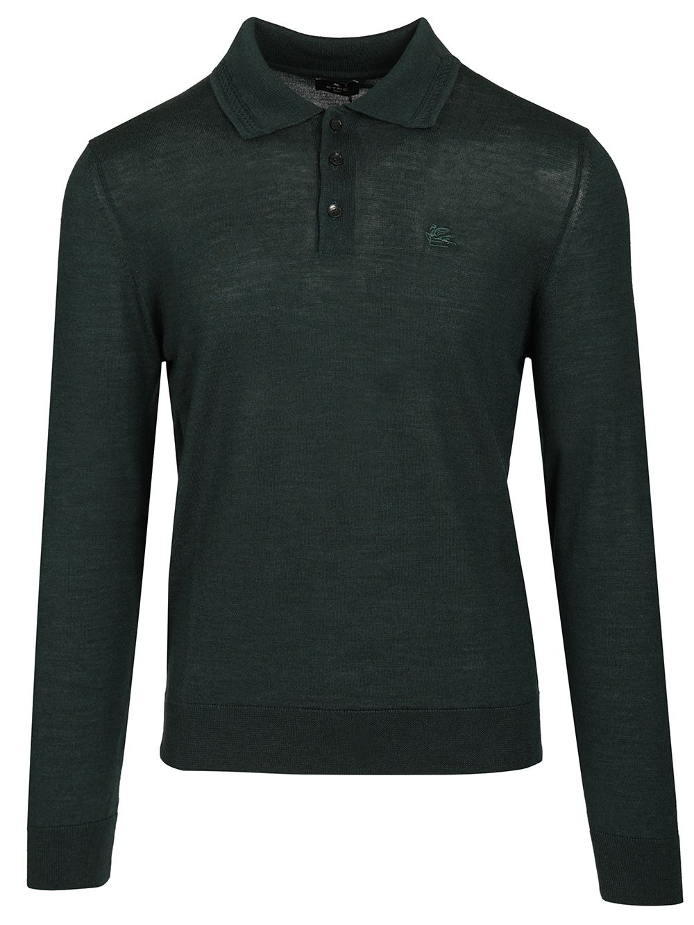Etro Wool And Silk Polo Shirt Knitwear - Verde | 1cbb0b81d3498429196dd06f38823e407e3d606e