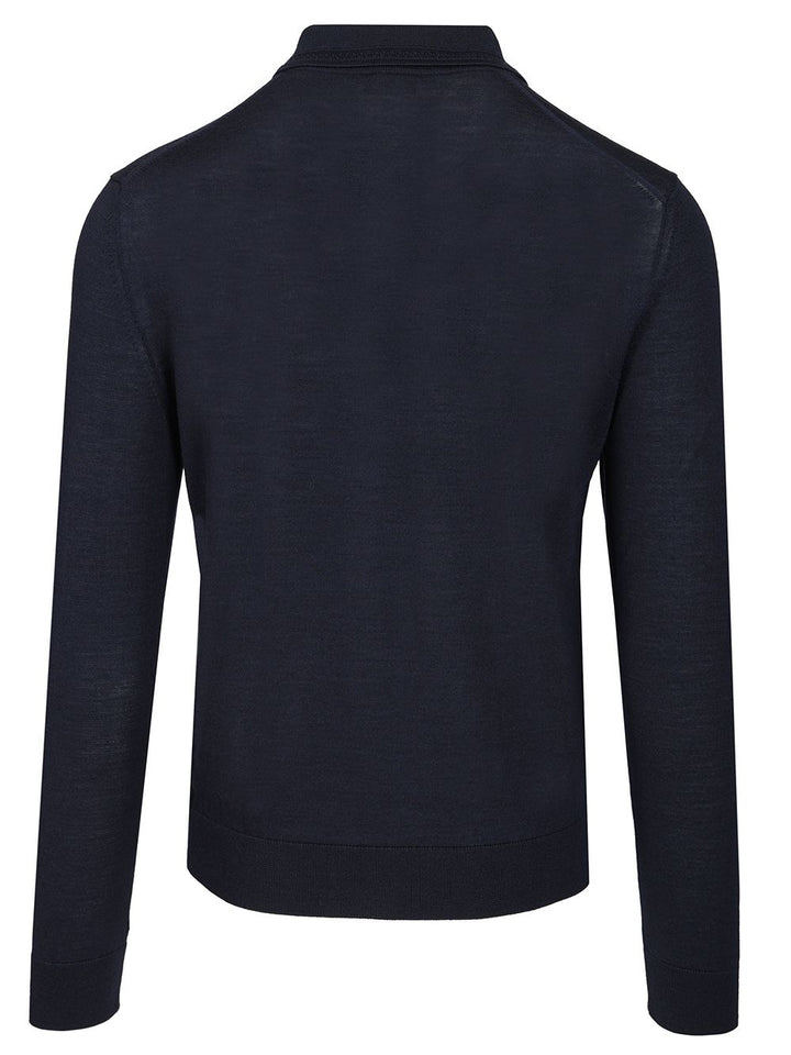 Etro Wool And Silk Polo Shirt Knitwear - Blu | 58f9c579d1e0761ed930a5e88347aa16256f7586