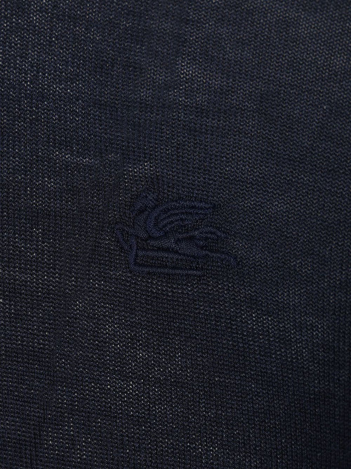 Etro Wool And Silk Polo Shirt Knitwear - Blu | 0e93db90bd6c1055bea574ff46cf07e2aa5f48e1