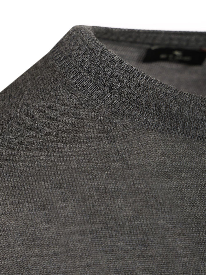 Etro Fuji Knitted Crewneck Wool Silk Knitwear - Grey | 44dbf3f7b2377bf918a83f2d1568a46b8a2eebb7