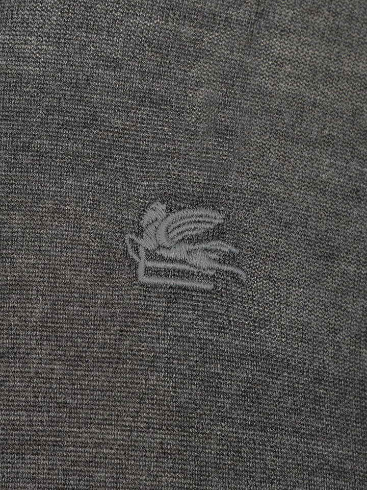 Etro Wool And Silk Polo Shirt Knitwear - Grey | cc7e36f4ea7808f3b294fc72a716daac794fe229