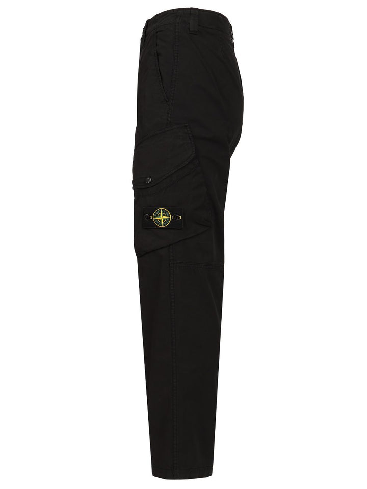 Stone Island Stretch Organic Cotton Twill Cargo Trousers - Nero | 47dbfe5da49d27b0c646dfd09f779b6345cb047c