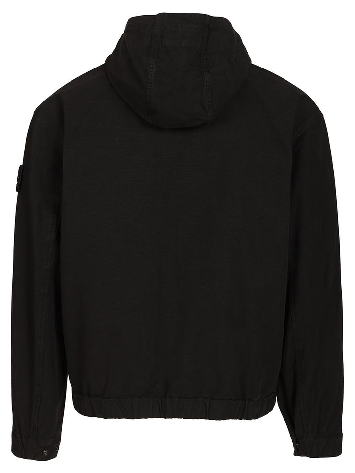 Stone Island Organic Cotton Ripstop Hooded Overshirt Sweatshirts - Nero | 99d2dfe7c234d21c3d4a5e1a92b87757d4fd4eed