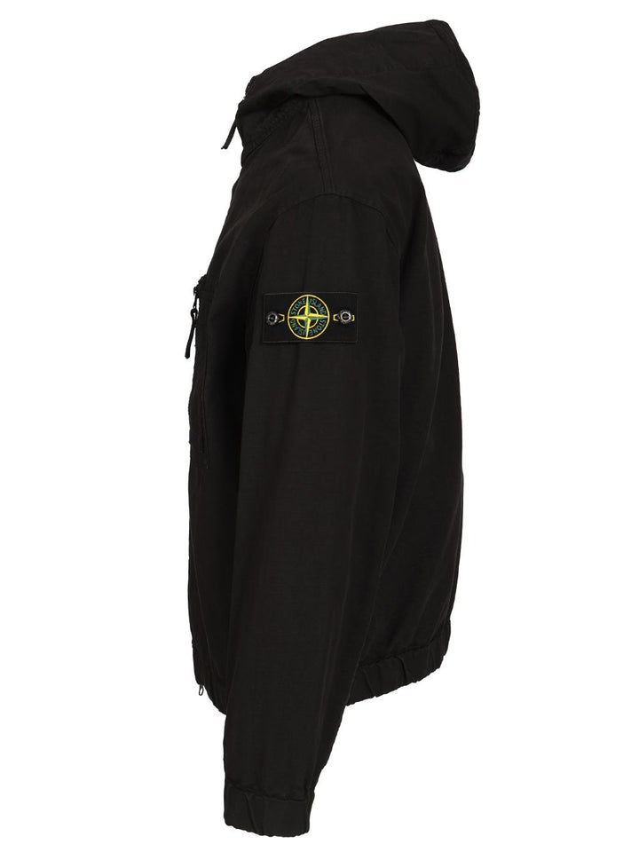 Stone Island Organic Cotton Ripstop Hooded Overshirt Sweatshirts - Nero | 148f32cd6176360260ea409d5443e1c8cfe48d8a