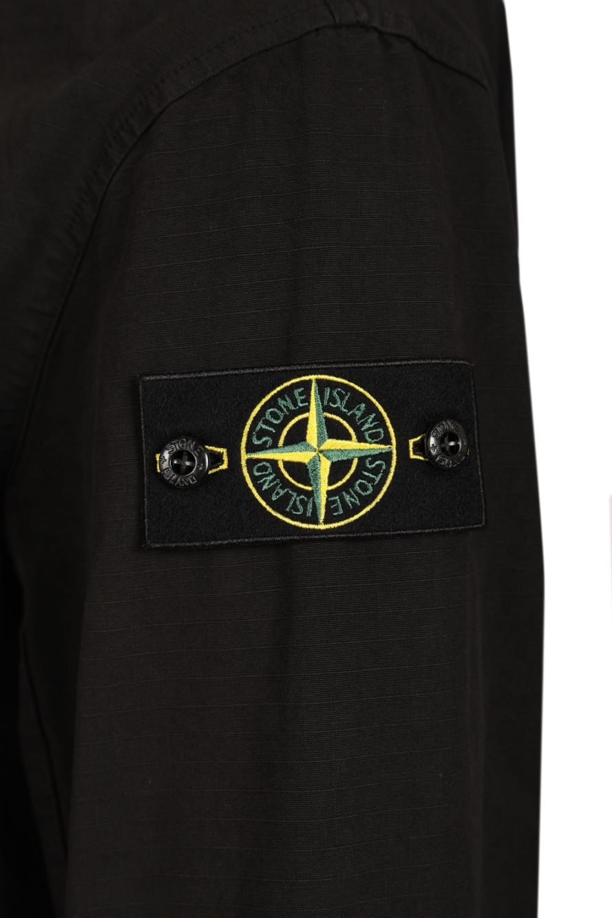 Stone Island Organic Cotton Ripstop Hooded Overshirt Sweatshirts - Nero | 368b57668d1f01ca3356eb7c739f47c635e1fbb0