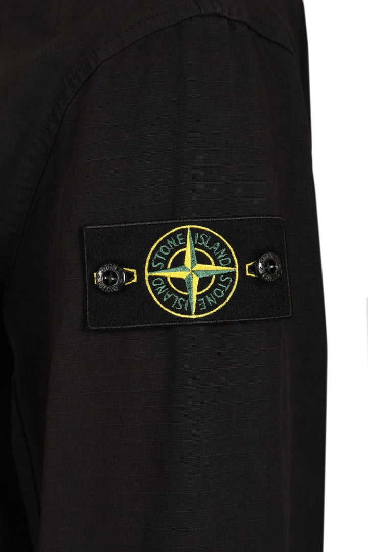 Stone Island Organic Cotton Ripstop Hooded Overshirt Sweatshirts - Nero | 368b57668d1f01ca3356eb7c739f47c635e1fbb0