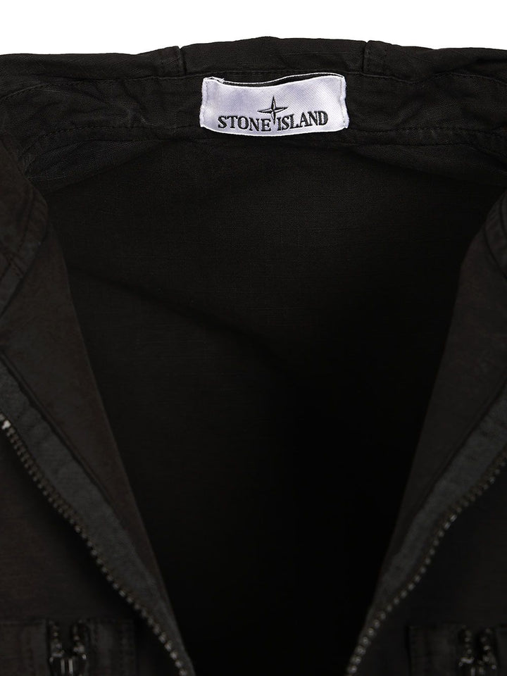 Stone Island Organic Cotton Ripstop Hooded Overshirt Sweatshirts - Nero | 377ef0be1684319f922223635f76b171773aade7